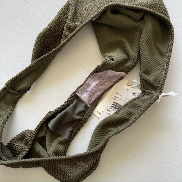 NWT Plus Size Good American Green Crinkle Swim Bikini Bottoms BBW Curvy - Picture 2 of 6